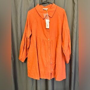 Bubble Sleeve Button Down Dress